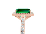 Rose gold Emerald Cut Halo Round Diamond Pavé Band with Four-Prong Setting_5