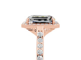 Rose gold Emerald Cut Halo Round Diamond Pavé Band with Four-Prong Setting_5