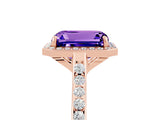 Rose gold Emerald Cut Halo Round Diamond Pavé Band with Four-Prong Setting_5