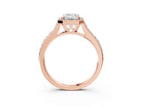 Rose gold Emerald Cut Halo Round Diamond Pavé Band with Four-Prong Setting_6