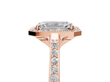 Rose gold Emerald Cut Halo Round Diamond Pavé Band with Four-Prong Setting_8