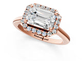 Rose gold Emerald Cut Halo Round Diamond Solitaire Engagement Ring with Pave Band and Four-Prong Setting_20