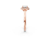 Rose gold Emerald Cut Halo Round Diamond Solitaire Engagement Ring with Pave Band and Four-Prong Setting_21