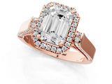 Rose gold Emerald Cut Halo Round Diamond Twist Band with Four-Prong Setting_16
