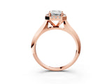 Rose gold Emerald Cut Halo Solitaire Engagement Ring with Square Band and Four-Prong Setting_69