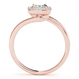 Rose gold Emerald Cut Halo Solitaire Ring with Channel Band and Four-Prong Setting 2