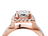 Rose gold Emerald Cut Halo Split Shank Pave Set Ring_70