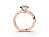Rose gold Emerald Cut Halo Split Shank Prong Setting Ring_15