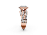 Rose gold Emerald Cut Halo Split Shank Prong Setting Ring_76