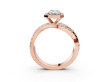 Rose gold Emerald Cut Halo Split Shank Prong Setting Ring_77
