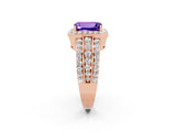 Rose gold Emerald Cut Halo Tanzanite Ring with Split Shank and Four-Prong Setting_2