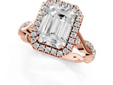 Rose gold Emerald Cut Halo Twist Band with Four-Prong Setting_16