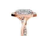 Rose gold Emerald Cut Halo Twist Band with Four-Prong Setting_20