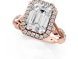 Rose gold Emerald Cut Halo Twist Band with Four-Prong Setting_4