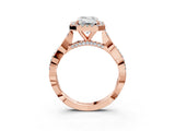 Rose gold Emerald Cut Halo Twist Band with Four-Prong Setting_6