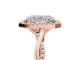 Rose gold Emerald Cut Halo Twist Band with Four-Prong Setting_8