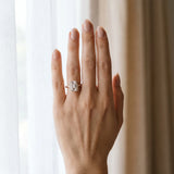 Rose gold Emerald Cut Halo Twisted Band Four-Prong Ring_50