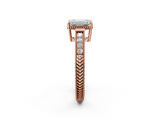 Rose gold Emerald Cut Milgrain Channel Set Engagement Ring with Solitaire Prong Setting_58