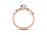 Rose gold Emerald Cut Moissanite Cluster Side Stone Solitaire Ring with Prong Setting_27