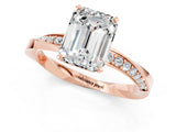 Rose gold Emerald Cut Moissanite Engagement Ring with Side Stone Accents and Four-Prong Setting_61