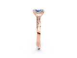 Rose gold Emerald Cut Moissanite Engagement Ring with Side Stone Accents and Four-Prong Setting_62