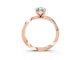 Rose gold Emerald Cut Moissanite Engagement Ring with Side Stone Accents and Four-Prong Setting_63