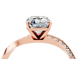 Rose gold Emerald Cut Moissanite Engagement Ring with Side Stone Accents and Four-Prong Setting_64