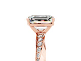 Rose gold Emerald Cut Moissanite Engagement Ring with Side Stone Accents and Four-Prong Setting_65