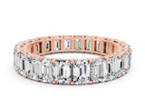 Rose gold Emerald Cut Moissanite Eternity Band with Shared Prong Setting_6