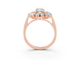 Rose gold Emerald Cut Moissanite Floral Double Halo Engagement Ring with Prong Setting_63