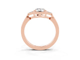 Rose gold Emerald Cut Moissanite Halo Ring with Tapered Band and Four-Prong Setting_3