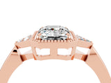 Rose gold Emerald Cut Moissanite Halo Ring with Tapered Band and Four-Prong Setting_4