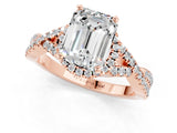 Rose gold Emerald Cut Moissanite  Halo Twist Band Solitaire Prong Setting Ring_25