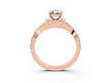 Rose gold Emerald Cut Moissanite  Halo Twist Band Solitaire Prong Setting Ring_27
