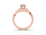 Rose gold Emerald Cut Moissanite  Halo Twist Band Solitaire Prong Setting Ring_57