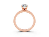 Rose gold Emerald Cut Moissanite Milgrain Pavé Engagement Ring with Four-Prong Setting_15
