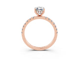 Rose gold Emerald Cut Moissanite Pave Band Solitaire Ring with Four-Prong Setting_27