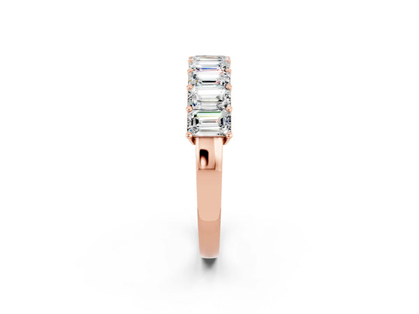 Rose gold Emerald Cut Moissanite Prong-Set Eternity Band