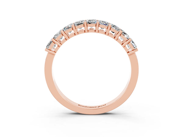 Rose gold Emerald Cut Moissanite Prong-Set Eternity Band