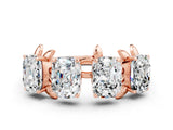 Rose gold Emerald Cut Moissanite Prong-Set Half Eternity Band_18