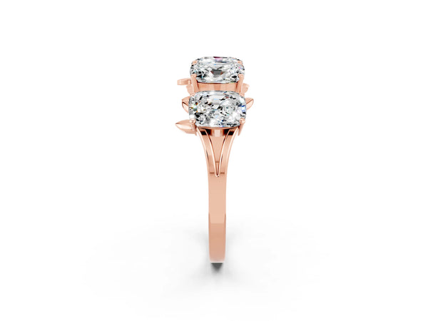 Rose gold Emerald Cut Moissanite Prong-Set Half Eternity Band