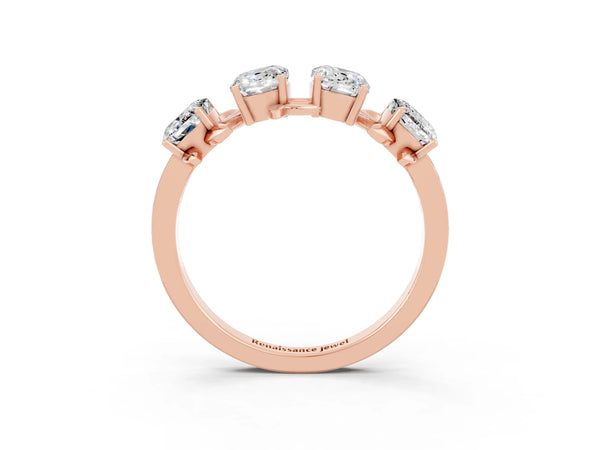Rose gold Emerald Cut Moissanite Prong-Set Half Eternity Band