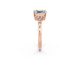 Rose gold Emerald Cut Moissanite Ring with Side Stones and Four-Prong Setting_38