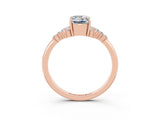 Rose gold Emerald Cut Moissanite Ring with Side Stones and Four-Prong Setting_39