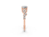 Rose gold Emerald Cut Moissanite Scattered Round Accent Ring with Prong Setting_14