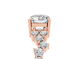 Rose gold Emerald Cut Moissanite Scattered Round Accent Ring with Prong Setting_17
