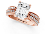 Rose gold Emerald Cut Moissanite   Solitaire Diamond Ring with Milgrain Pavé Band and Four-Prong Setting_40