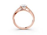 Rose gold Emerald Cut Moissanite   Solitaire Diamond Ring with Milgrain Pavé Band and Four-Prong Setting_42