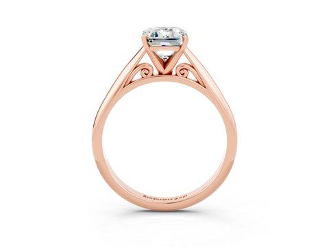 Rose gold Emerald Cut Moissanite Solitaire Engagement Ring with Cathedral Setting and Four-Prong Mount_15