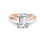 Rose gold Emerald Cut Moissanite Solitaire Engagement Ring with Cathedral Setting and Four-Prong Mount_24